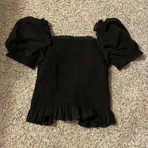 Black Puffy Sleeve Blouse Kids L